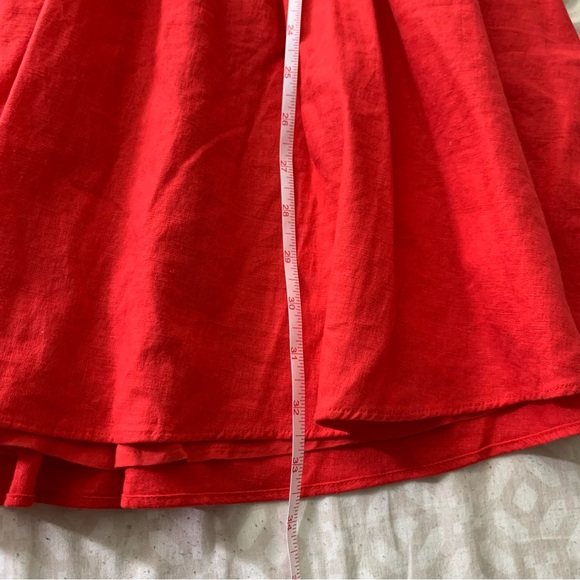 Free People | Red Flare Linen Mini Dress Deep V-cut | Size XS - Picture 12 of 12